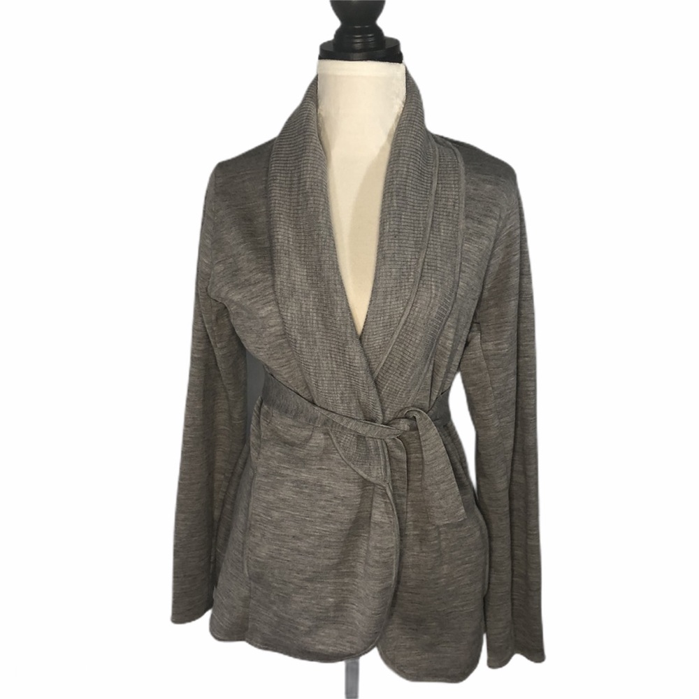 BCBGMAXAZRIA Grey Tie Cardigan Size M